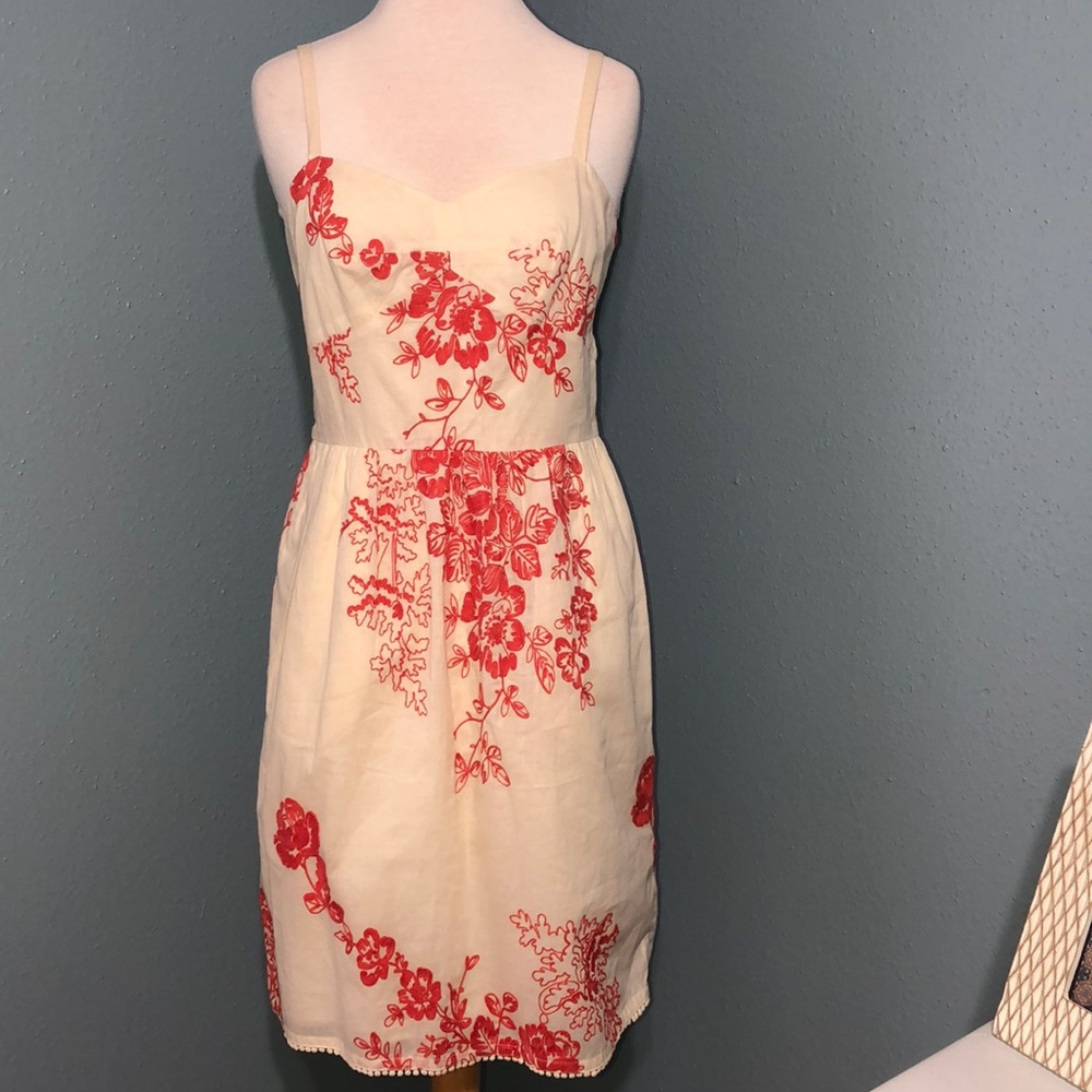 J Crew Embroidered Cotton Sundress with pockets